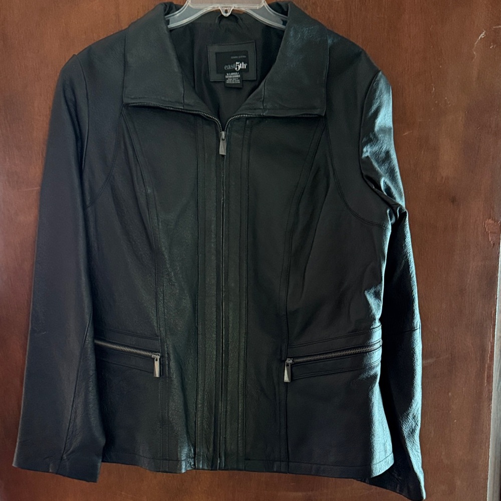 East 5th Black Leather Zip-Front Jacket